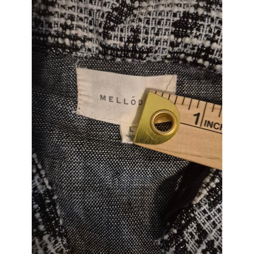 Women's L Tweed Houndstooth Longline Blazer Coatigan Dark Academia Quiet Luxury - Picture 7 of 8